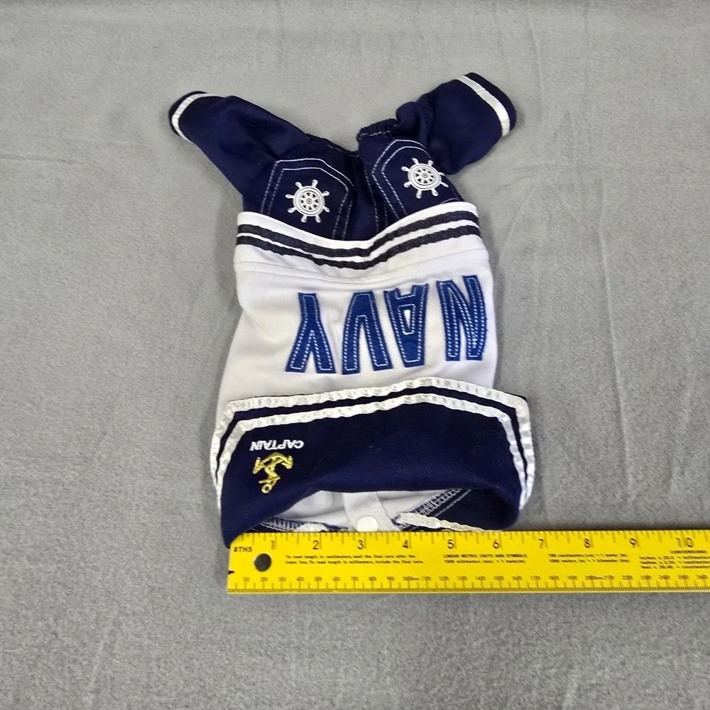 Navy Captain Sailor Pet Costume Small‎ Dog Cat Nautical Outfit Blue White 606